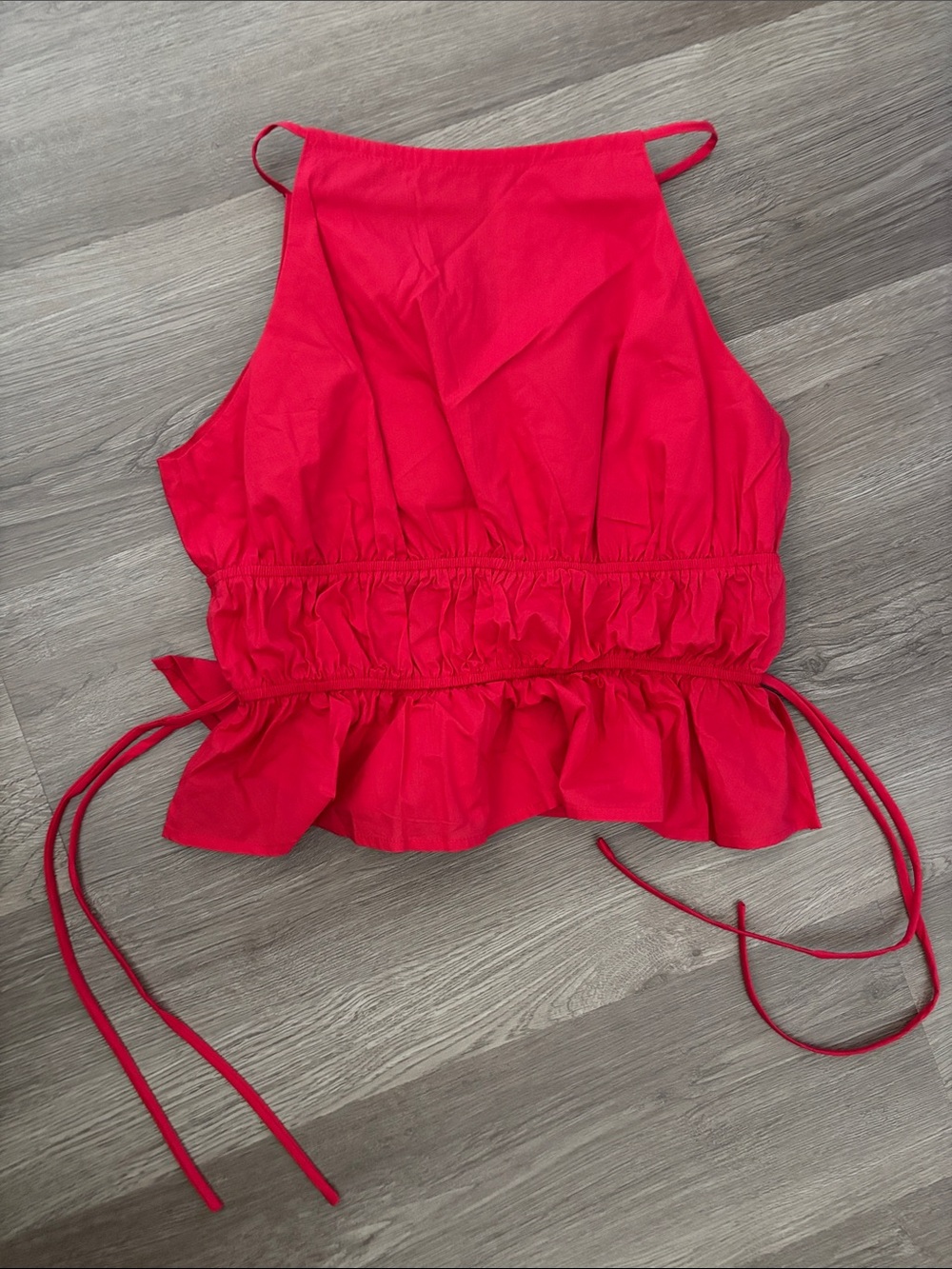 Red poplin top